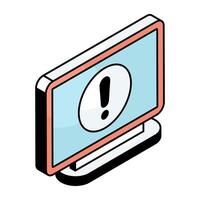 A flat design icon of system warning vector