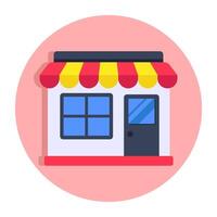 A flat rounded design icon of shop architecture vector