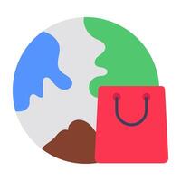 Conceptual flat rounded design icon of global shopping vector