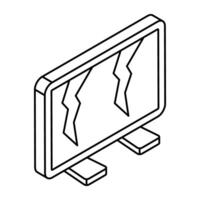 A trendy design icon of cracked LCD vector