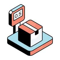 Conceptual flat design icon of parcel weighing vector