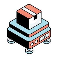 Conceptual flat design icon of parcel weighing vector
