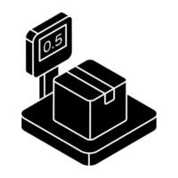 Conceptual flat design icon of parcel weighing vector