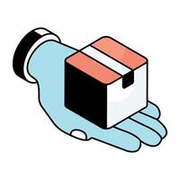 Editable design icon of giving parcel vector
