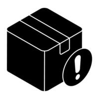 Carton with alert sign, concept of parcel error vector