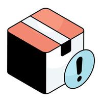 Carton with alert sign, concept of parcel error vector