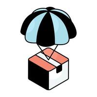 Box under umbrella, icon of parcel insurance vector