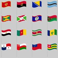 Large set of waving flags on a pole vector