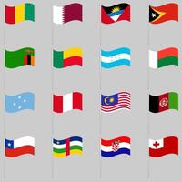 Set of waving flags of the world countries vector