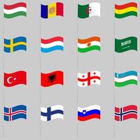 Large set of waving flags vector