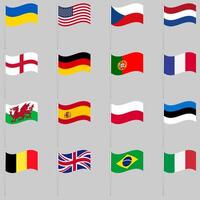 Set of waving flags of the main countries vector