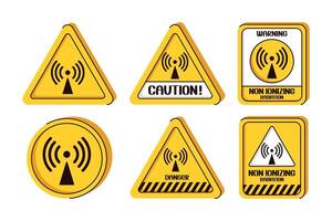 Set of non ionizing symbol. Group of flat illustration. vector