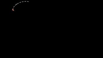 Paper Plane Flying Loop. Animated Paper Airplane Running on Dash Track with Alpha channel on Black screen Background. 4K animation footage paper plane travel and business presentation. video