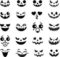 A collection of halloween pumpkin faces for artwork compositions vector