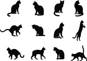 A collection of cat silhouettes for artwork compositions vector