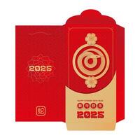 Chinese new year 2025 lucky red envelope for the year of the Snake. Traditional money pocket in paper cut style. Translation - happy new year, snake. template vector
