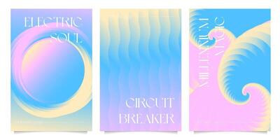 Abstract vibrant gradient futuristic style cover templates with gradient shapes, soft liquid color. Modern posters design perfect for social media. vector