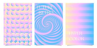 Soft color gradient artwork poster templates set bold - line flow gradient graphic design, circle art for framed poster print web covers aesthetic background abstract print paper. vector