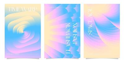 Minimal abstract poster collection, minimalist posters set with geometric shapes with soft gradient, futurism style inspired graphics, bold aesthetic, shape distortion effect. design. vector