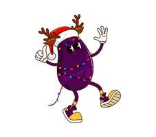 Groovy Christmas eggplant vegetable character vector