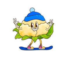 Groovy Christmas cauliflower vegetable character vector