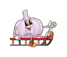 Groovy Christmas garlic vegetable character vector
