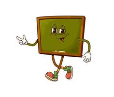 Groovy school board walking cheerful character vector