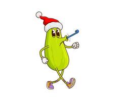 Groovy Christmas zucchini vegetable characters vector