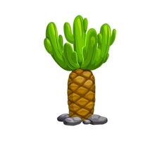 Palm cactus tree, prehistoric jungle game asset vector