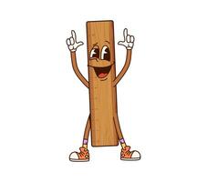 Groovy school ruler happy smiling character vector