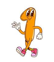 Groovy math number one 1 retro cartoon character vector