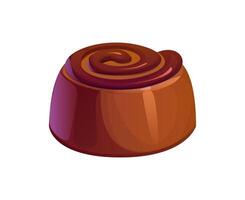 Chocolate candy, sweet dessert with swirl pattern vector