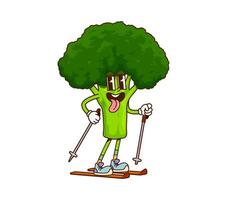 Groovy Christmas broccoli vegetable character vector