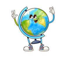 Groovy globe school happy smiling character vector