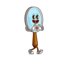 Groovy magnifying glass school funny character vector
