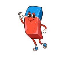 Groovy school eraser cheerful isolated character vector