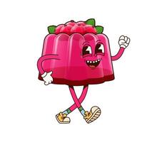 Groovy pudding dessert character with red currant vector