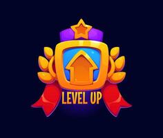 Level up game reward, rate icon, pop up badge vector