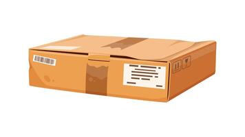 Damaged and crumpled box with a delivery label vector