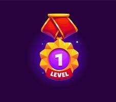 Game rank level up badge icon, victory shield vector