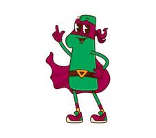 Math number one superhero groovy retro character vector