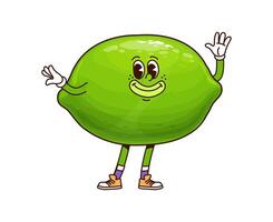 Groovy tropical lime fruit character with a smile vector