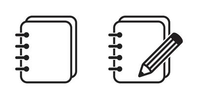 Notepad icon, Notepad with pencil icon, note book icon. vector