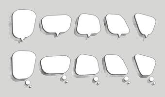 White empty think bubbles in various shapes with shadows. Graphic design. vector