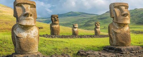 Ancient Rapa Nui moai statues, Easter Island mystery photo