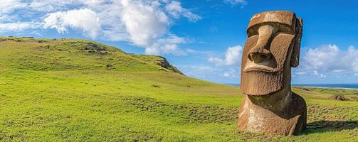 Ancient Rapa Nui moai statues, Easter Island mystery photo