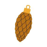 Decorative pine cone ornament hanging from a golden loop against a white background vector