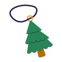 Colorful tree-shaped ornament with a circular loop for hanging displayed against a light background vector