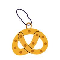 Colorful pretzel keychain design featuring a playful twist and circular shape vector