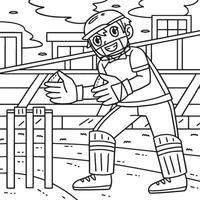 Cricket Wicket Keeper Crouching Coloring Page vector
